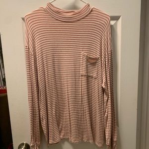 Red/White Striped Loose Turtleneck
